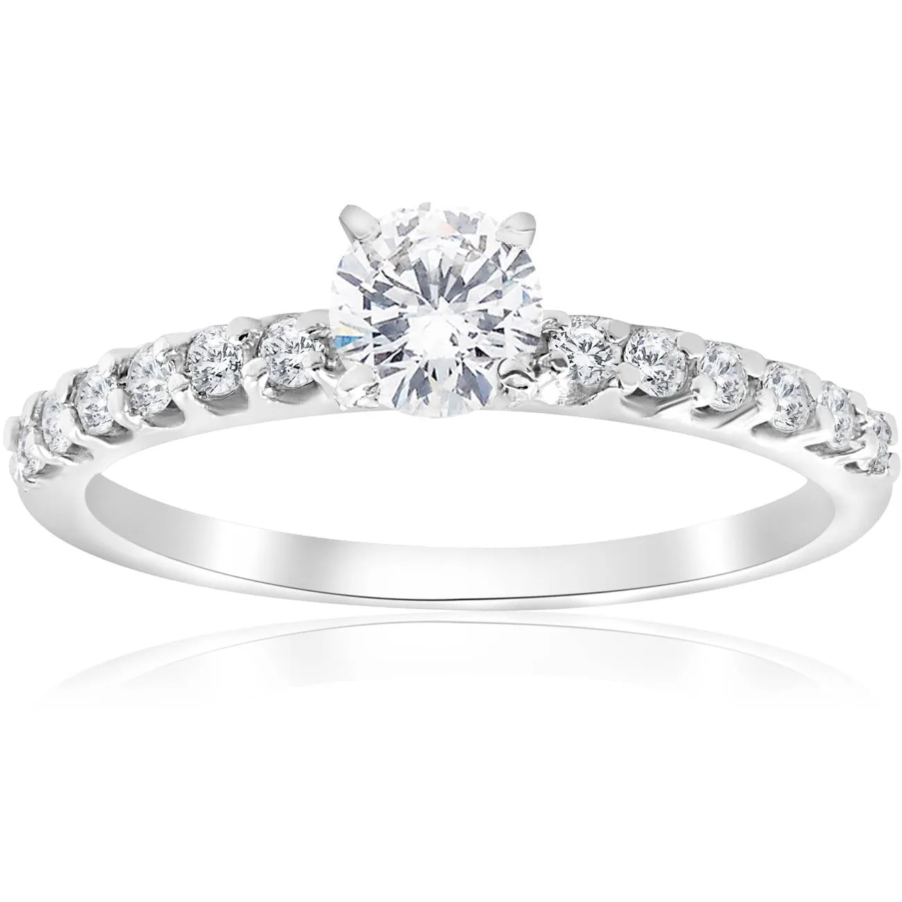 0.80Ct Round Cut Diamond Halo Engagement Ring 14k White Gold Enhanced