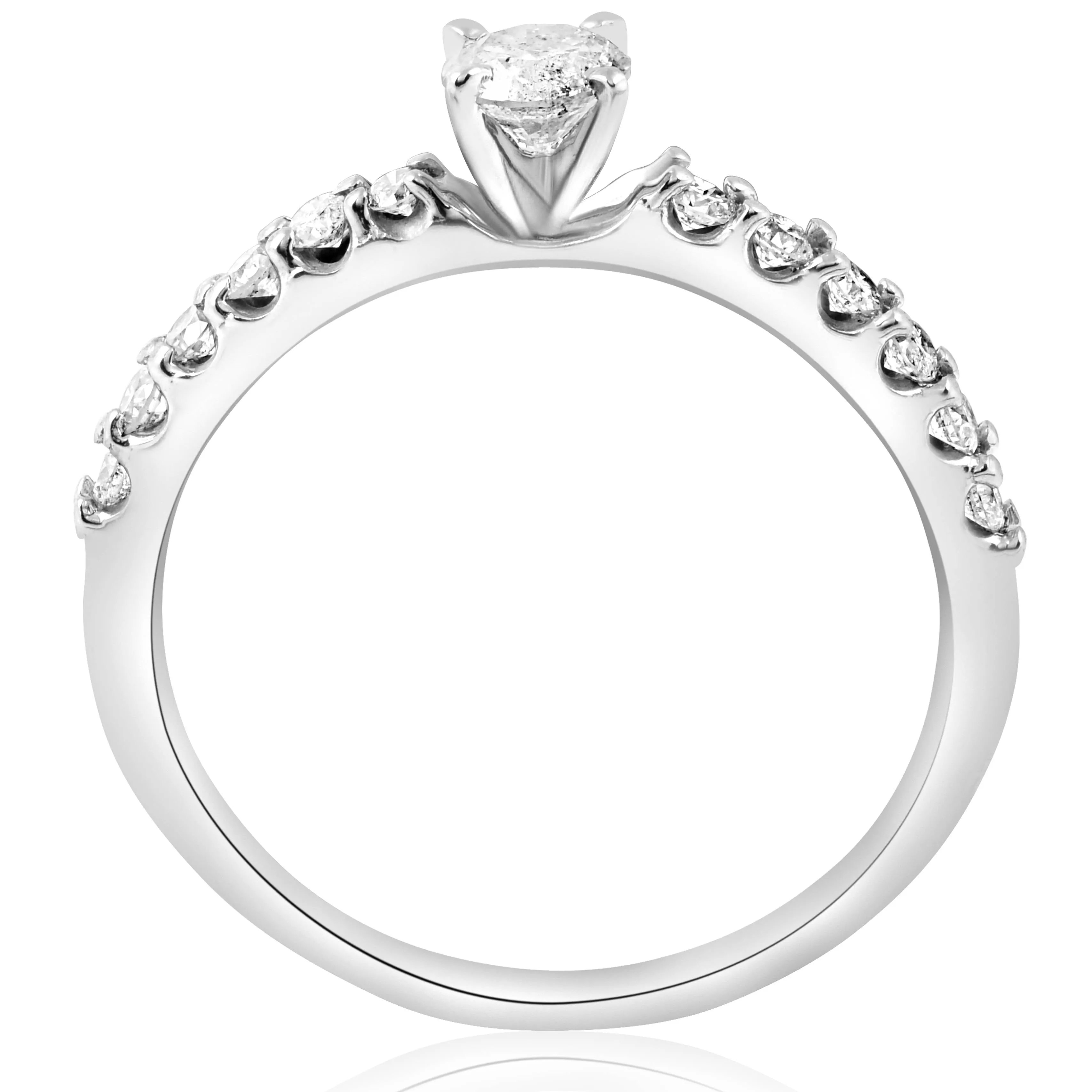 0.80Ct Round Cut Diamond Halo Engagement Ring 14k White Gold Enhanced