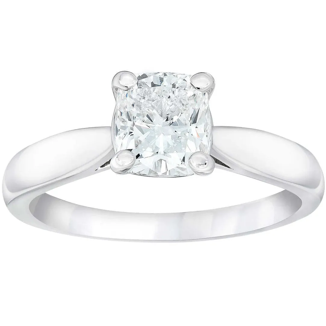 1 1/2ct Cushion Diamond Solitaire Engagement Ring 14k White Gold Enhanced