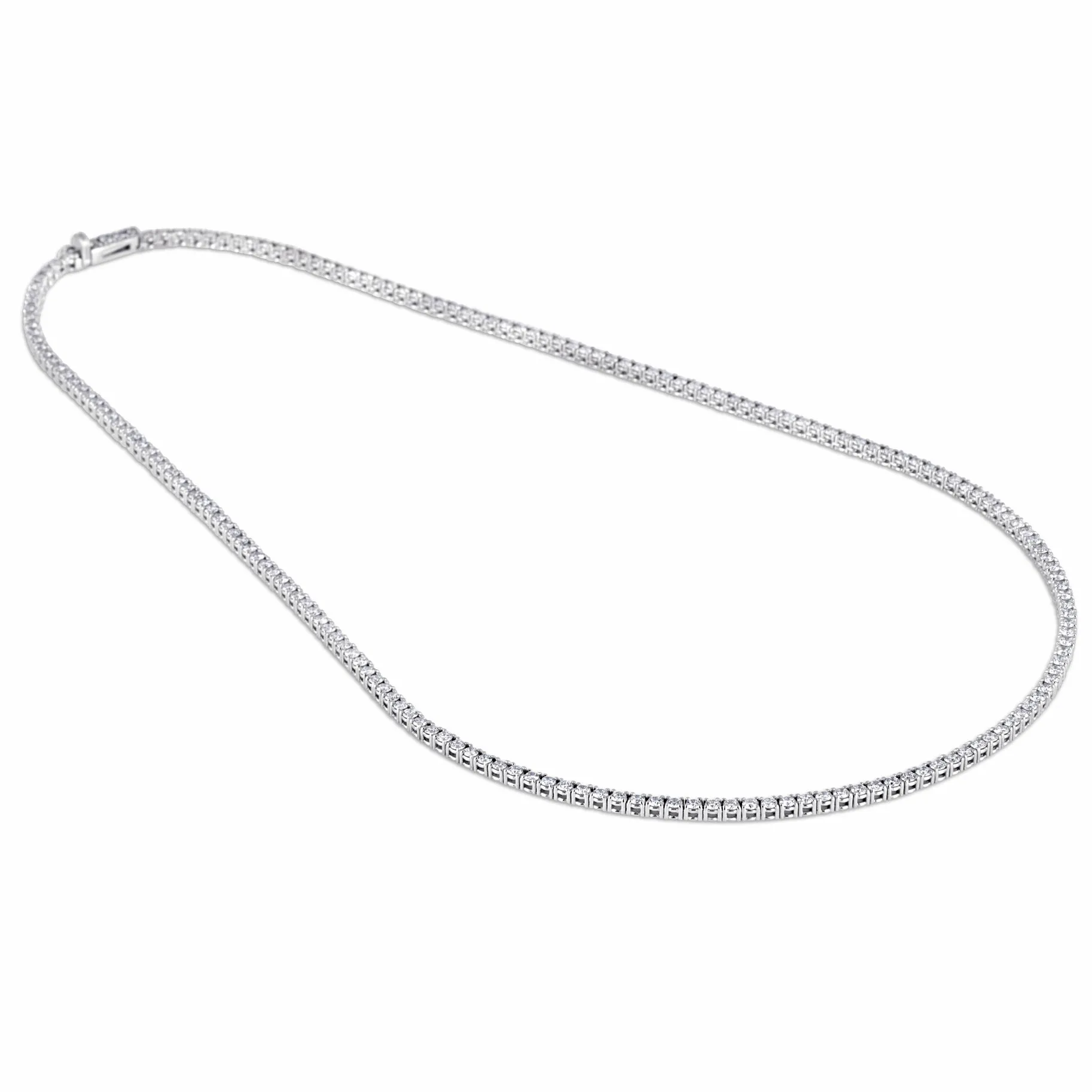 14k White Gold Eternity Diamond Tennis Necklace 5.50 Carats