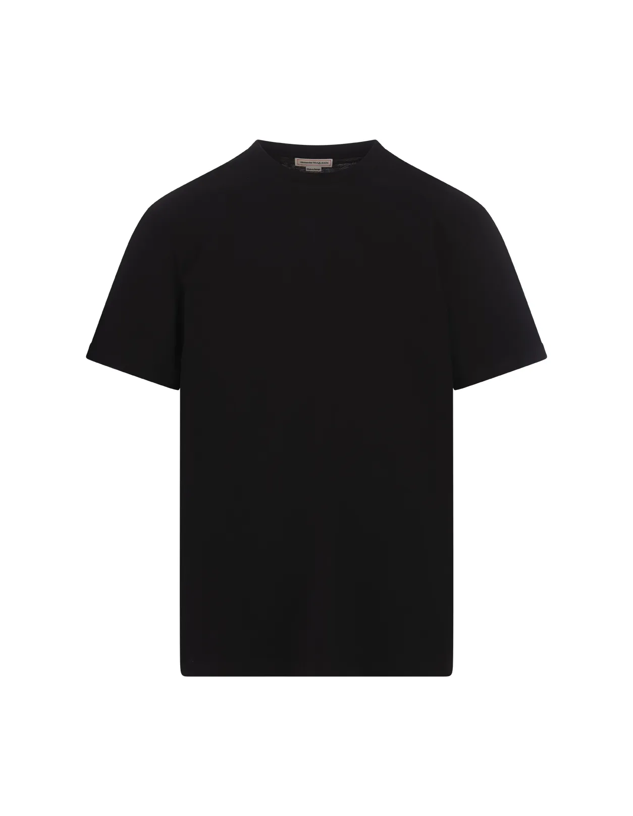 ALEXANDER MCQUEEN Black T-Shirt With Logo Tape On Sleeves