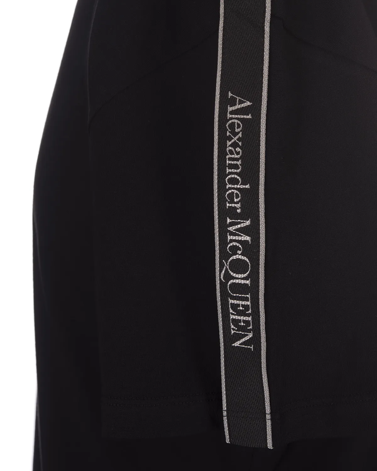 ALEXANDER MCQUEEN Black T-Shirt With Logo Tape On Sleeves