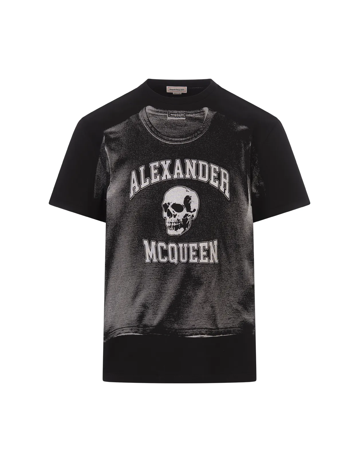 ALEXANDER MCQUEEN Black T-Shirt With Skull Print and Logo