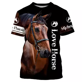 Amoureux des Chevaux, Chevaux Passion, 3D All-Over Tee shirt Personnalisé, Cadeau pour Homme Femme, Enfant qui Aime Les Chevaux 