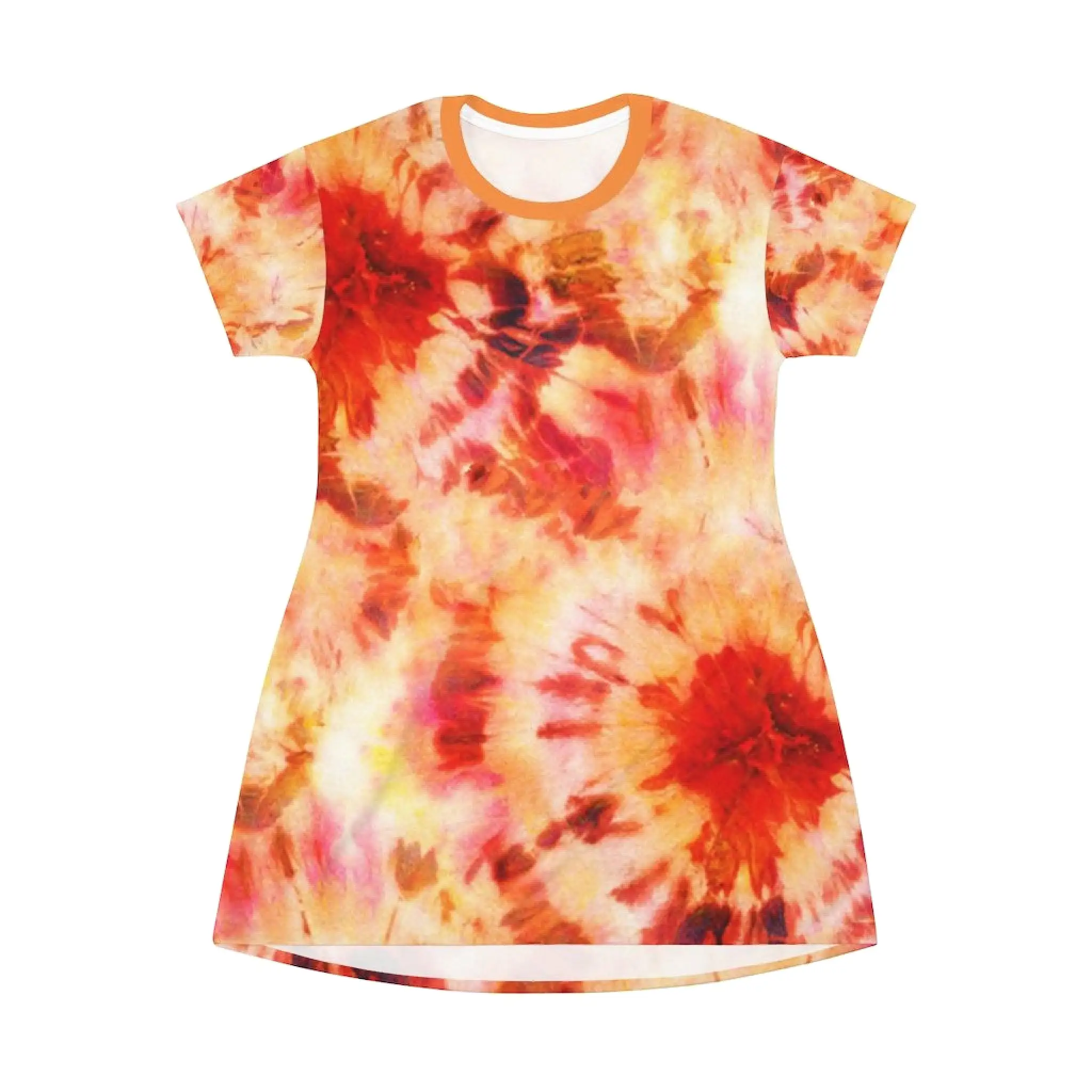 Bynelo Tie And Dye Orange Print T-shirt Dress