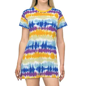 Bynelo Tie And Dye Striped Print T-shirt Dress