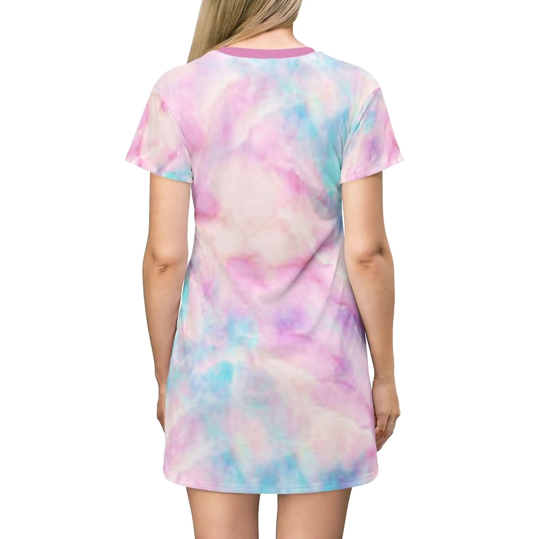 Bynelo Tie Dye Pastel Pink Print T-shirt Dress