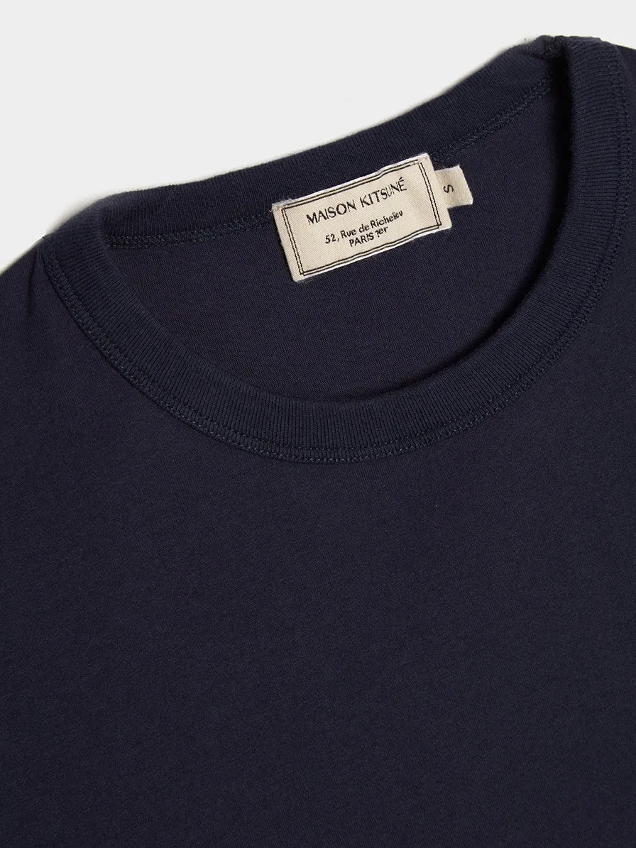 Chillax Fox Patch Classic Tee Shirt, Navy