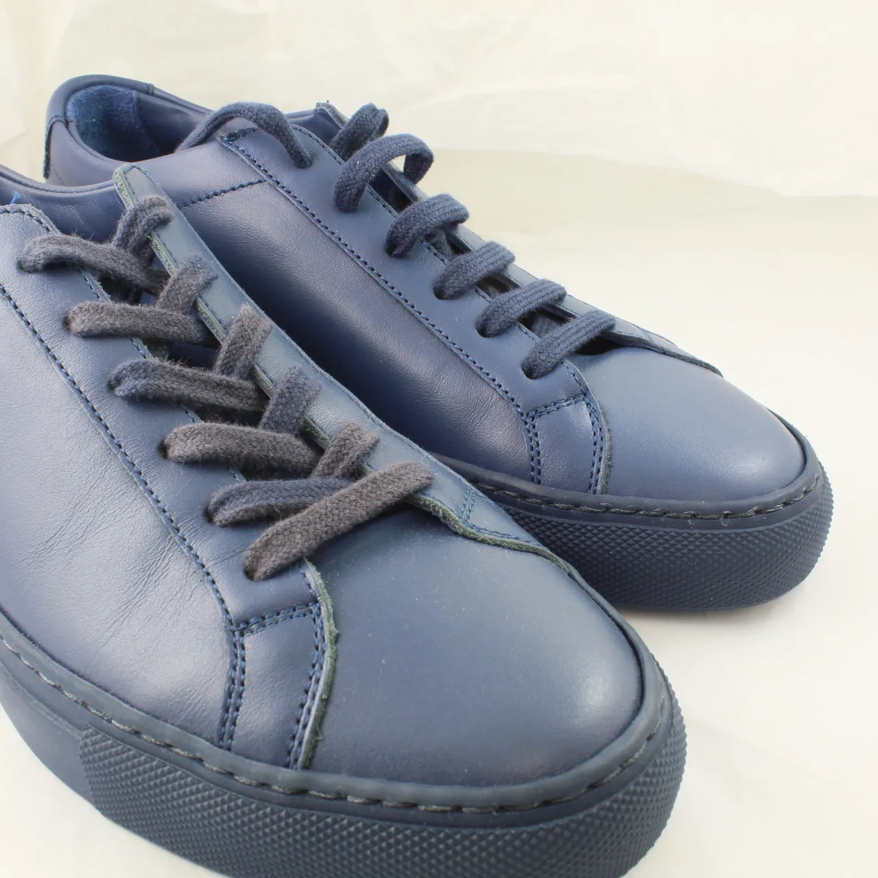 Common Projects Achillies Low W Navy Leather Mono Uk Size 3