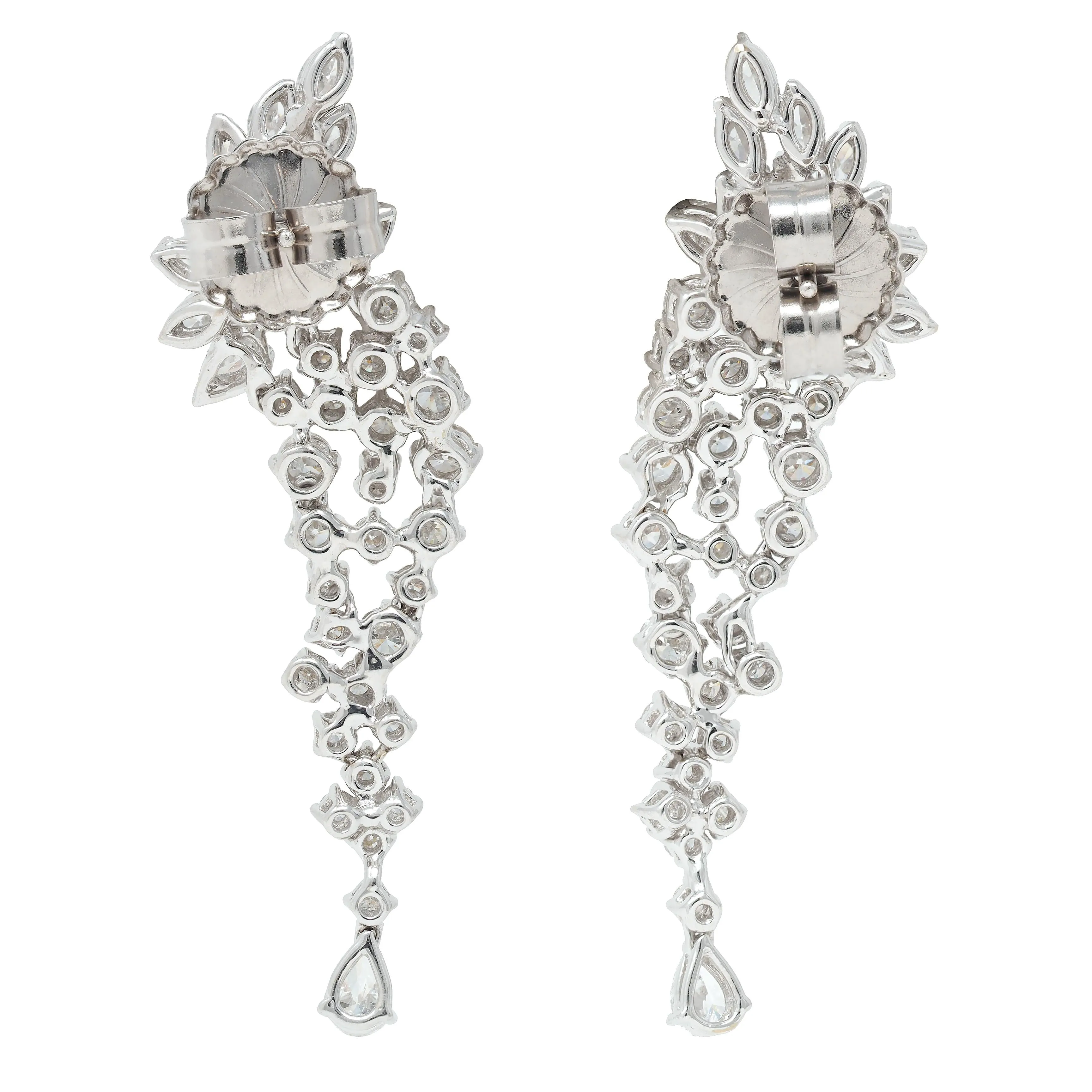 Contemporary 4.96 CTW Diamond 18 Karat White Gold Cluster Drop Earrings