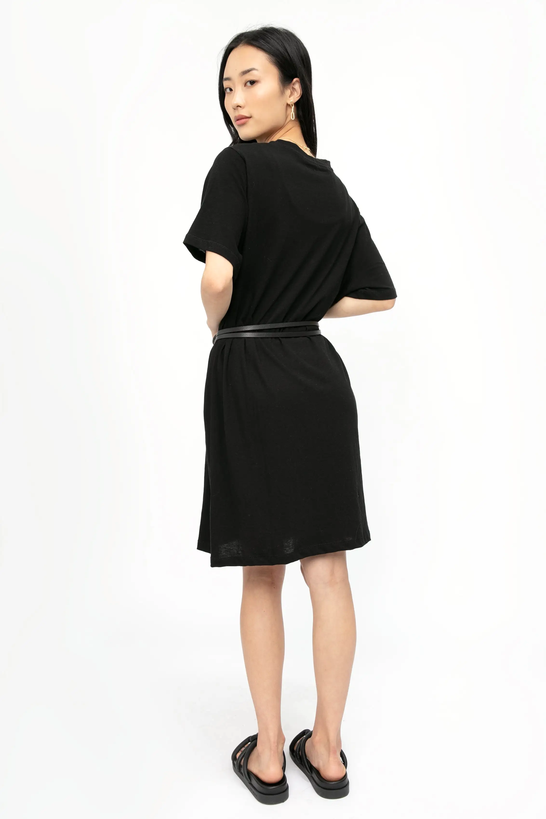 Cotton T-Shirt Dress in Black