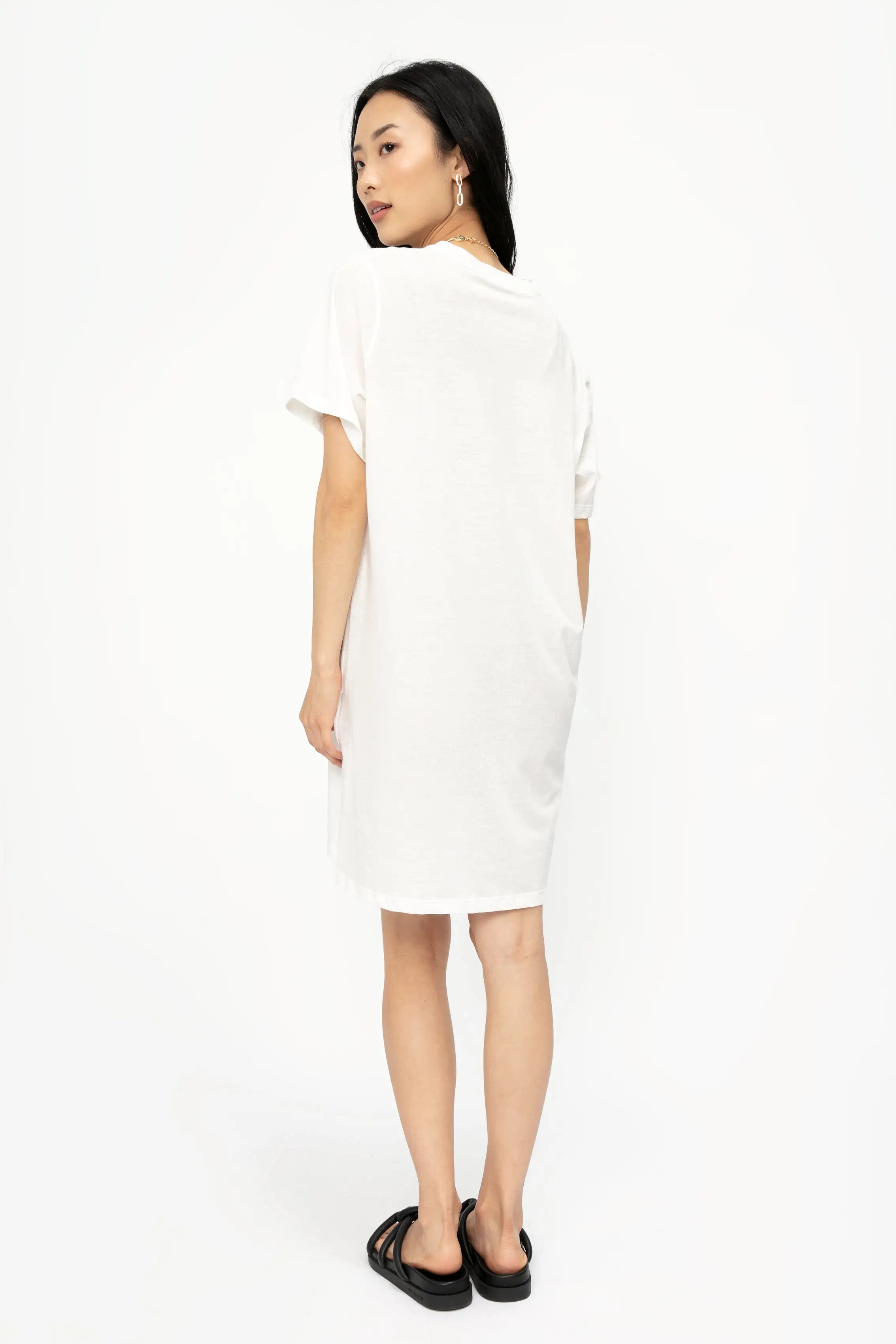 Cotton T-Shirt Dress in Off White