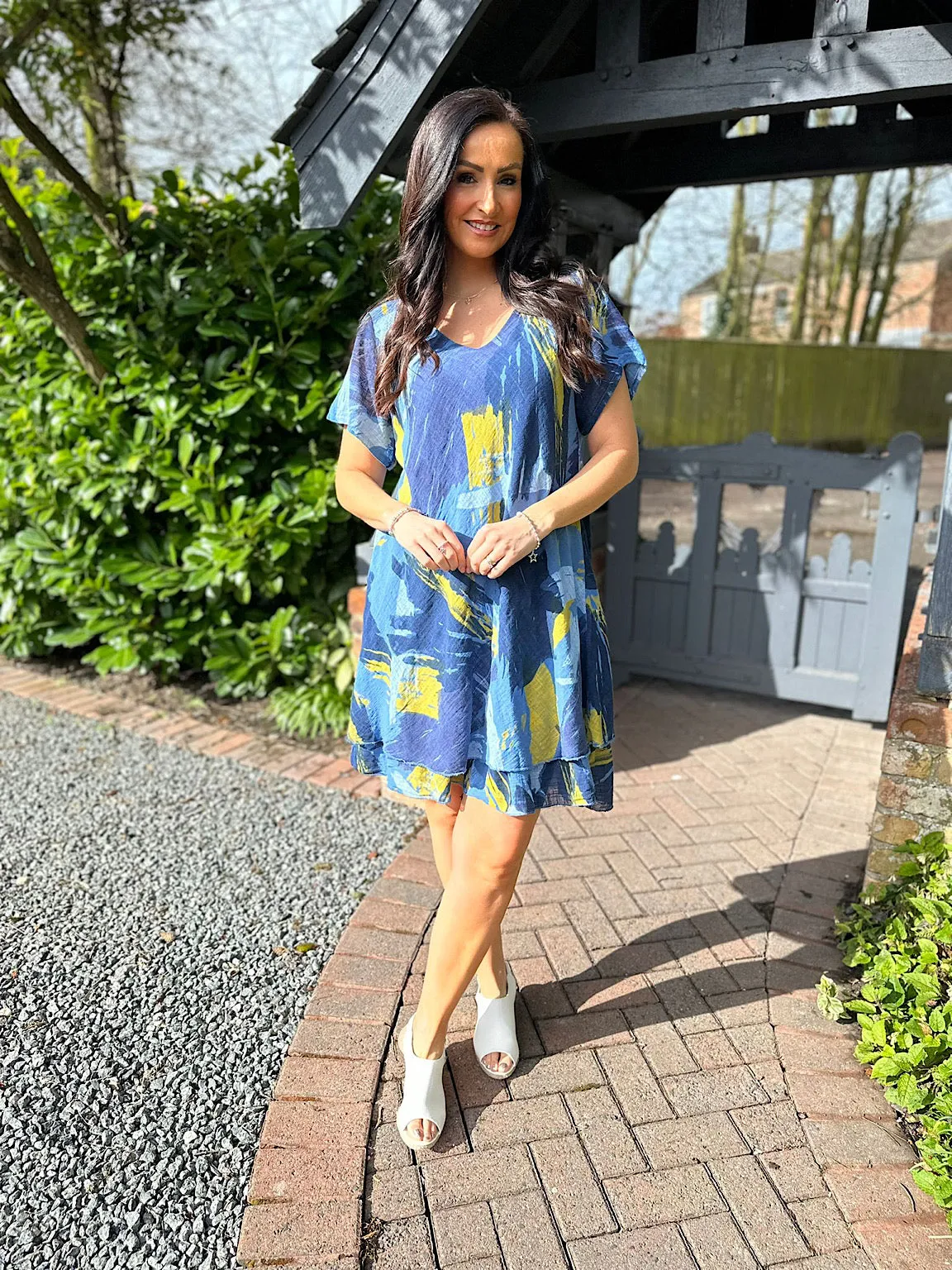 Denim Brushstroke Paint Dress Sabrina