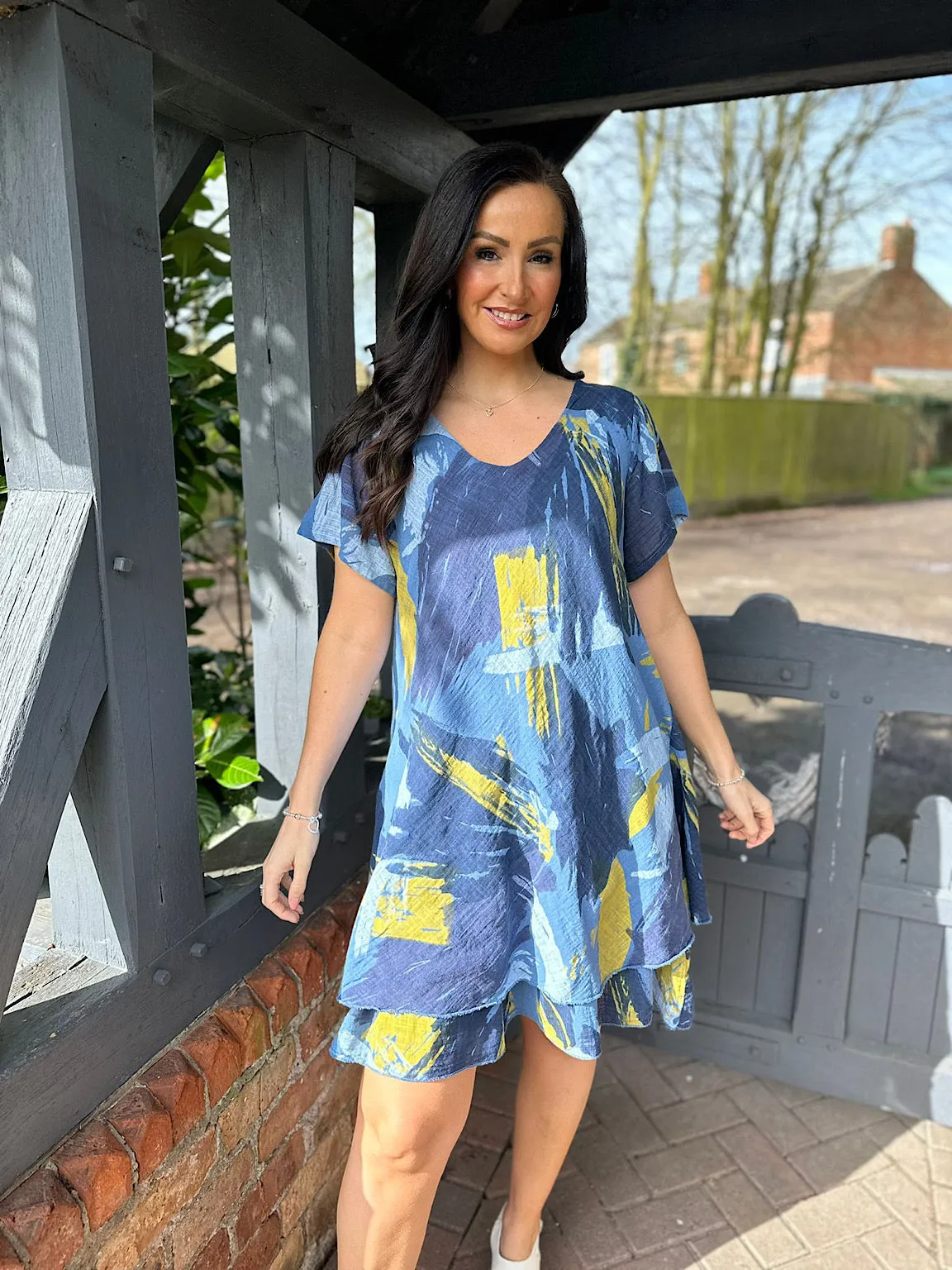 Denim Brushstroke Paint Dress Sabrina