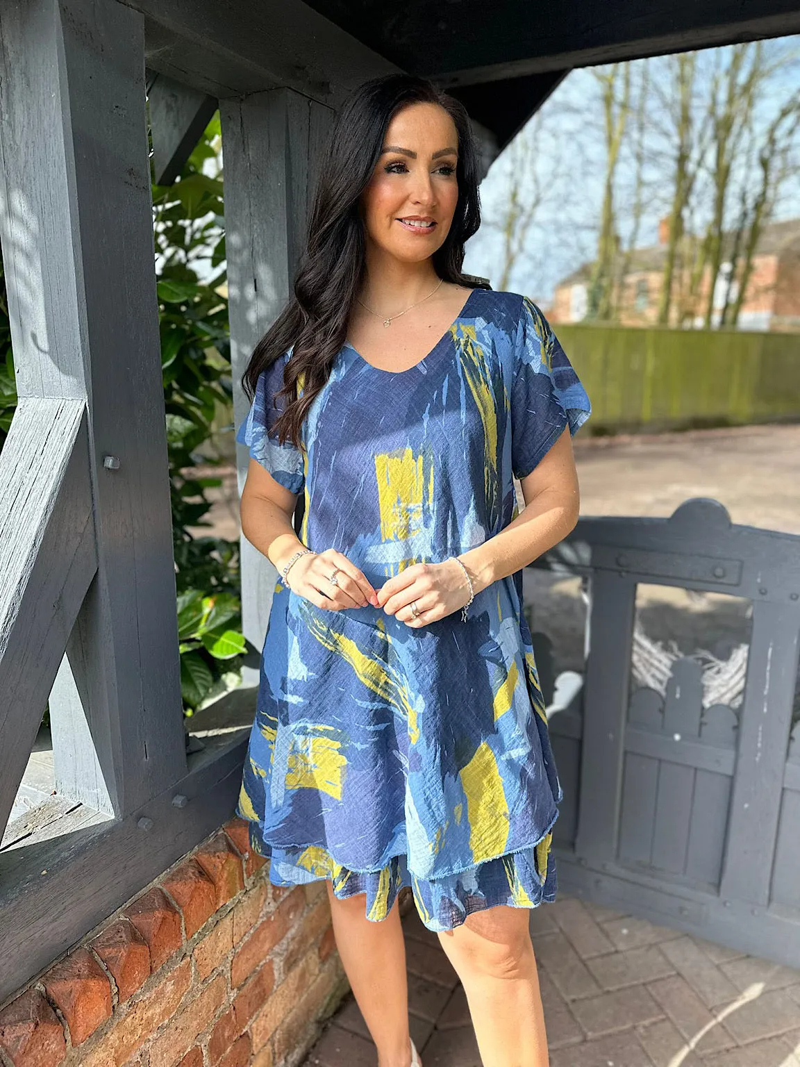 Denim Brushstroke Paint Dress Sabrina