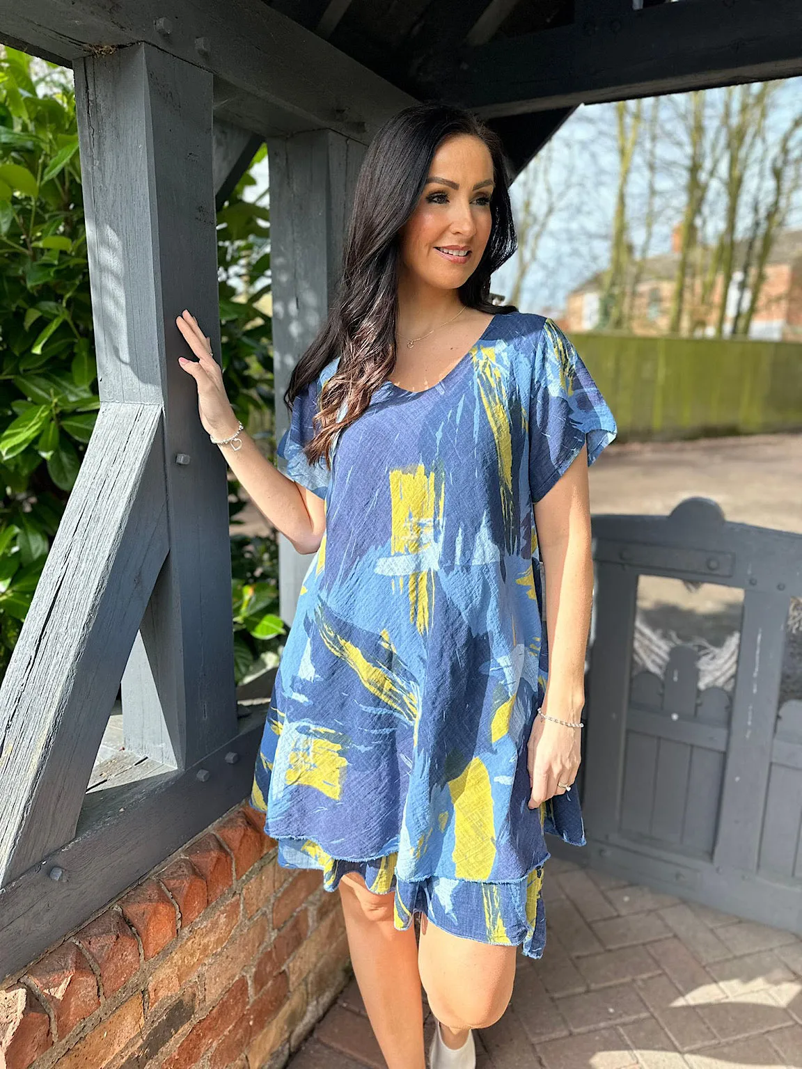 Denim Brushstroke Paint Dress Sabrina