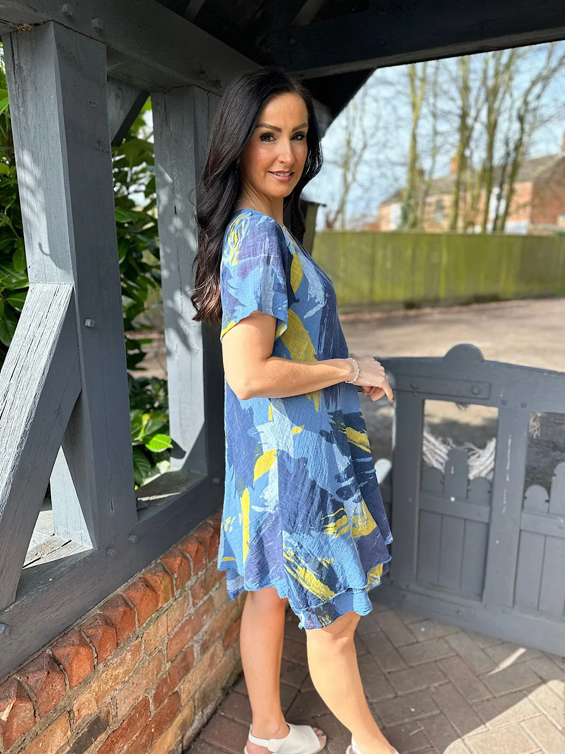 Denim Brushstroke Paint Dress Sabrina