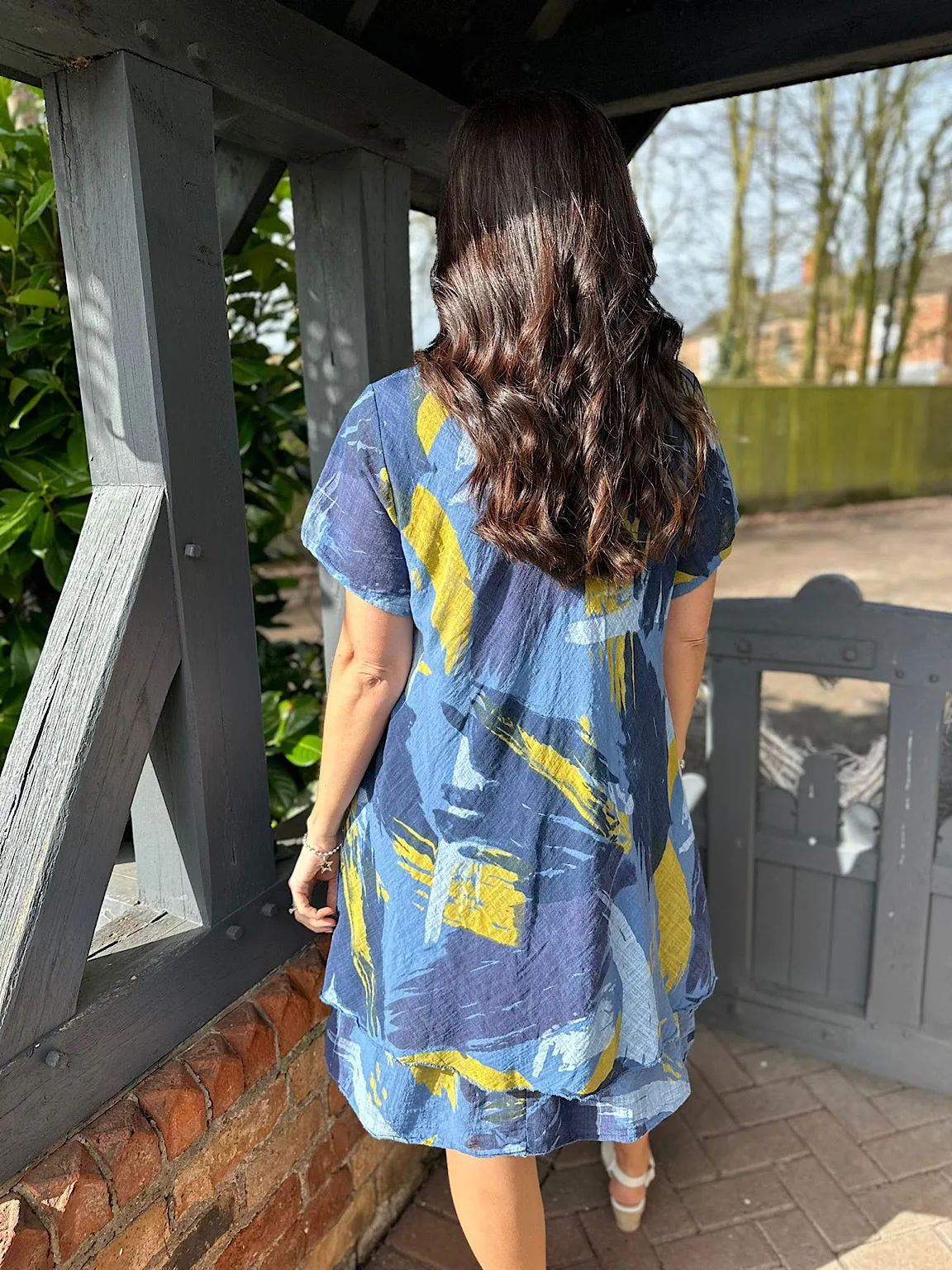 Denim Brushstroke Paint Dress Sabrina