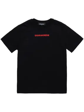 DSQUARED2 KIDS Black T-Shirt With Red Logo