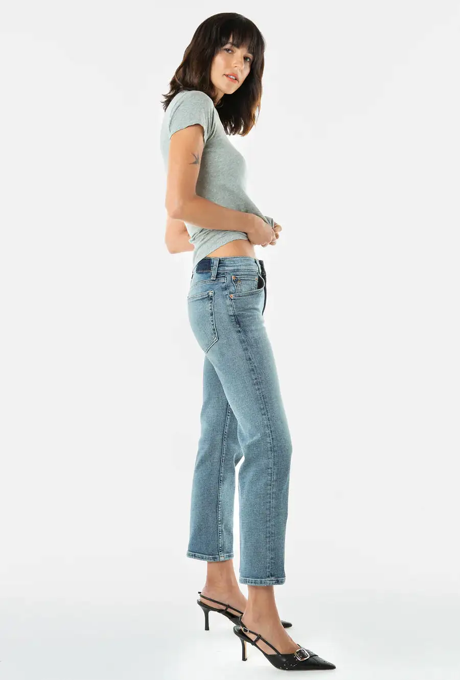 Etica Rae Mid Rise Straight Jeans