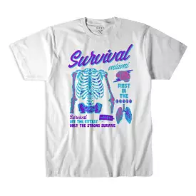 FIRST COME FIRST SERVE TEE WHITE/AQUA