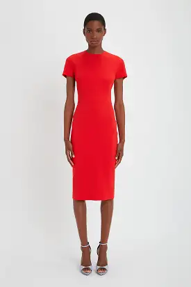 Fitted T-shirt Dress In Bright Red