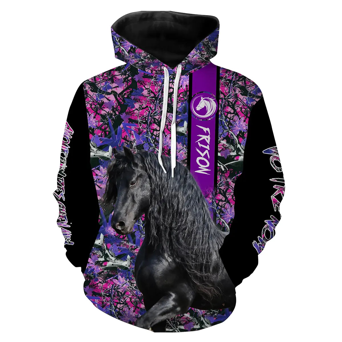 Frison Cheval, Amoureux des Chevaux, Chevaux Passion, 3D All-Over Tee Shirt Personnalisé, Cadeau pour Femme, Fille qui Aime Les 