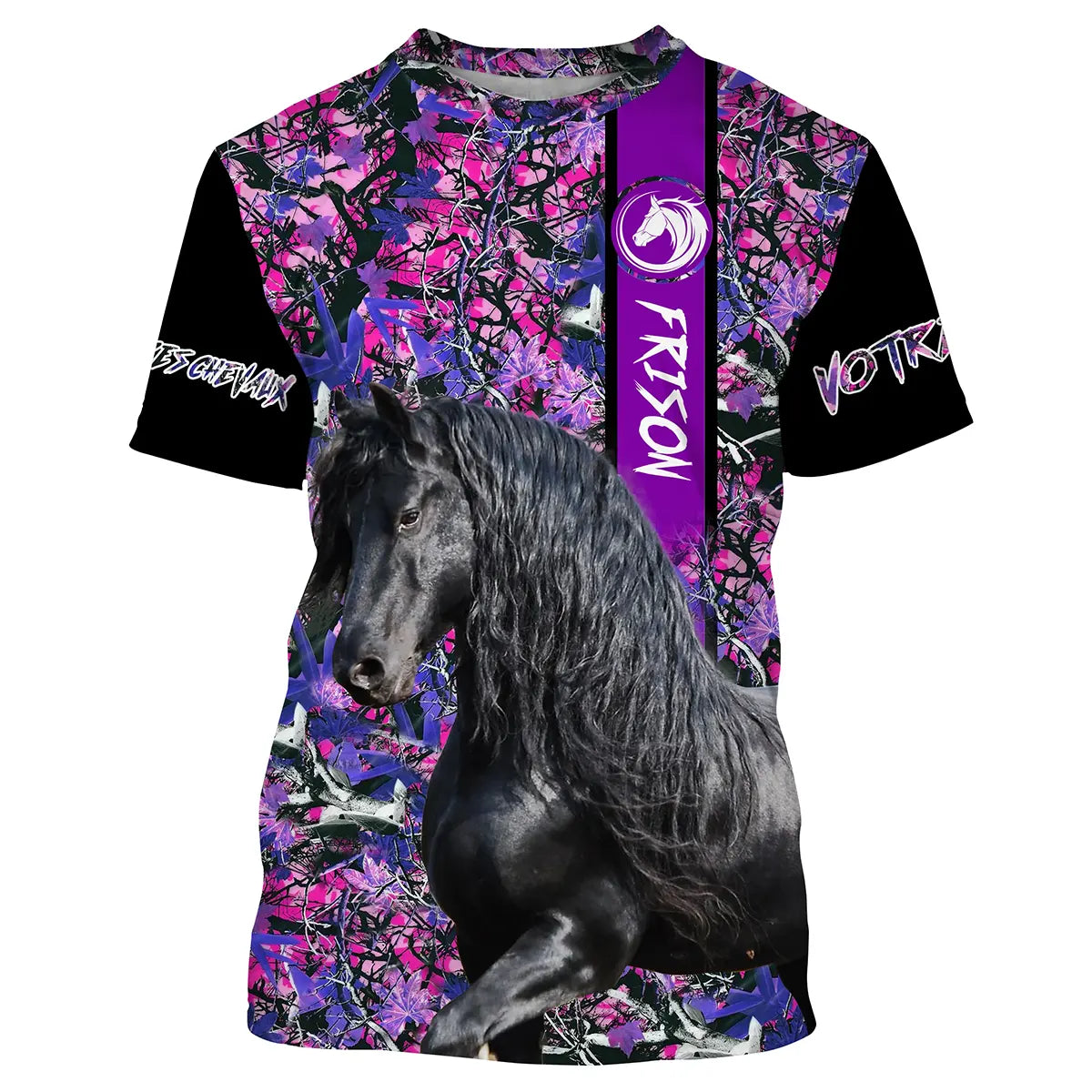 Frison Cheval, Amoureux des Chevaux, Chevaux Passion, 3D All-Over Tee Shirt Personnalisé, Cadeau pour Femme, Fille qui Aime Les 