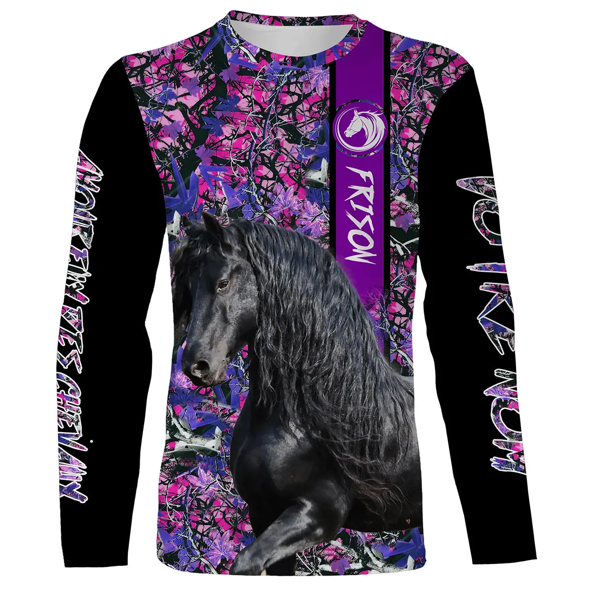 Frison Cheval, Amoureux des Chevaux, Chevaux Passion, 3D All-Over Tee Shirt Personnalisé, Cadeau pour Femme, Fille qui Aime Les 