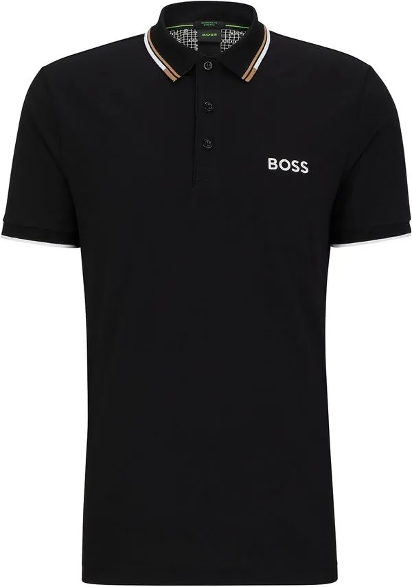 HUGO BOSS Men Paddy Pro Short Sleeve Soil Polo T-Shirt - Black