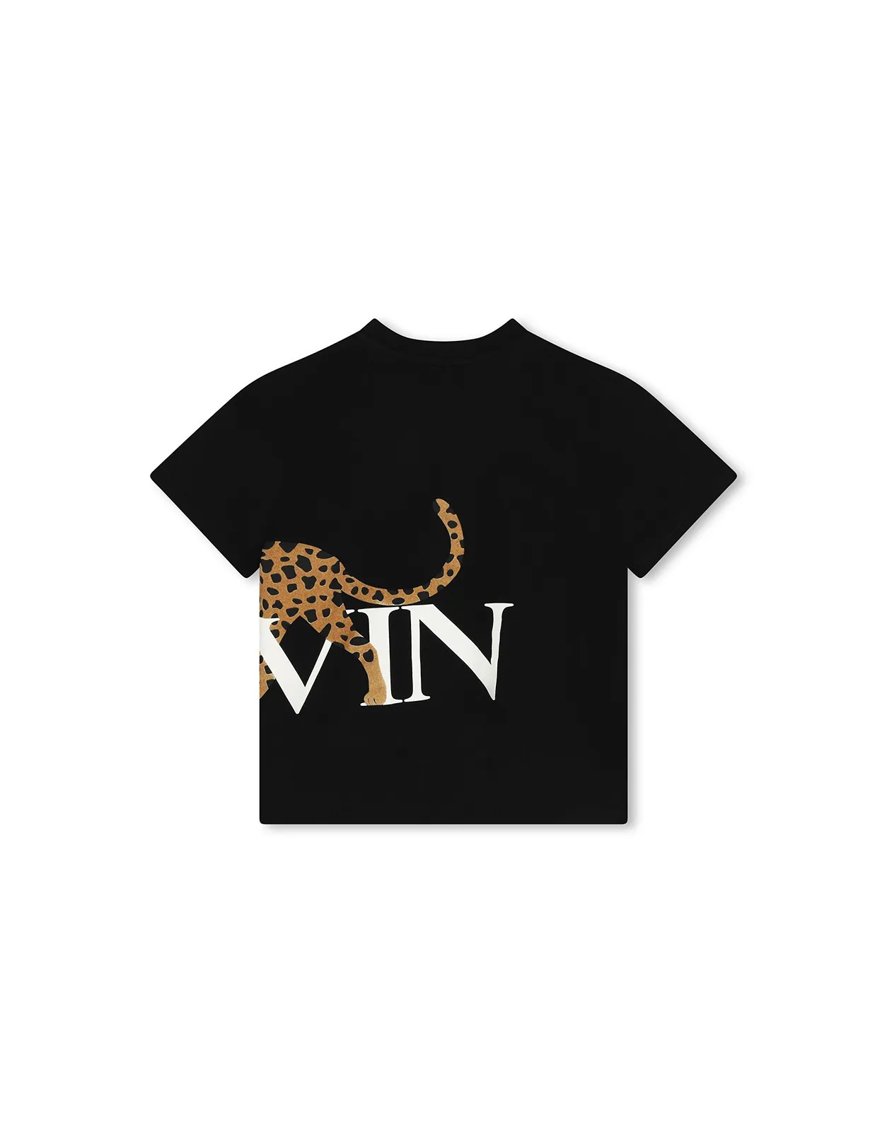 LANVIN ENFANT Black T-Shirt With Jaguar Print and Lanvin Logo