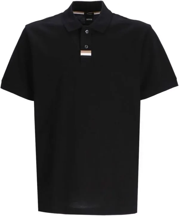 Mens Parlay Pique Cotton Short Sleeve Polo T Shirt - Black