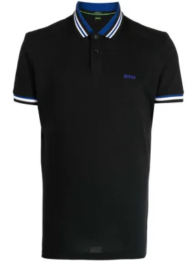 Men's Black Cotton Jersey Short Sleeve Polo T Shirt - Black