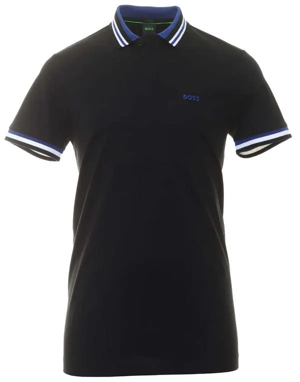 Men's Paddy 2 NCSA Navy Blue Short Sleeve Cotton with Light Blue Ribbed Knit Collar Polo T Shirt - Blue