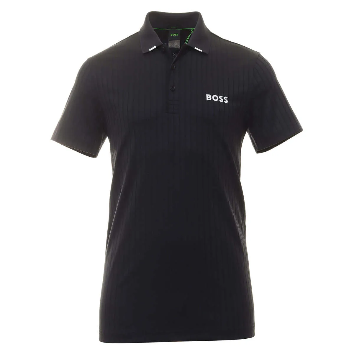 Men's Paddytech Black Stretch Poly Short Sleeve Polo T Shirt - Black