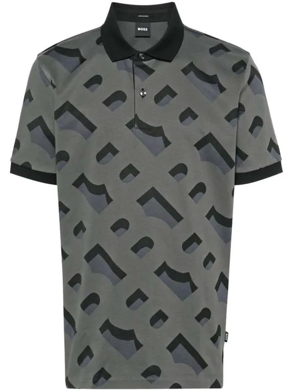 Men's Prout 419 Logo Polo T Shirt - Charcoal Gray