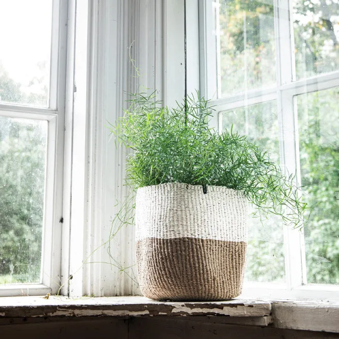 Mifuko Kiondo Basket White And Brown Duo Small