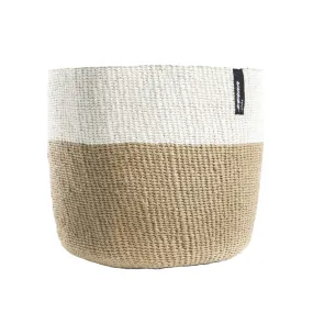 Mifuko Kiondo Basket White And Brown Duo Small