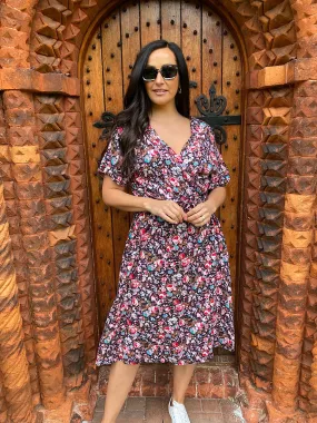 Multi Floral V Neck Dress Sasha