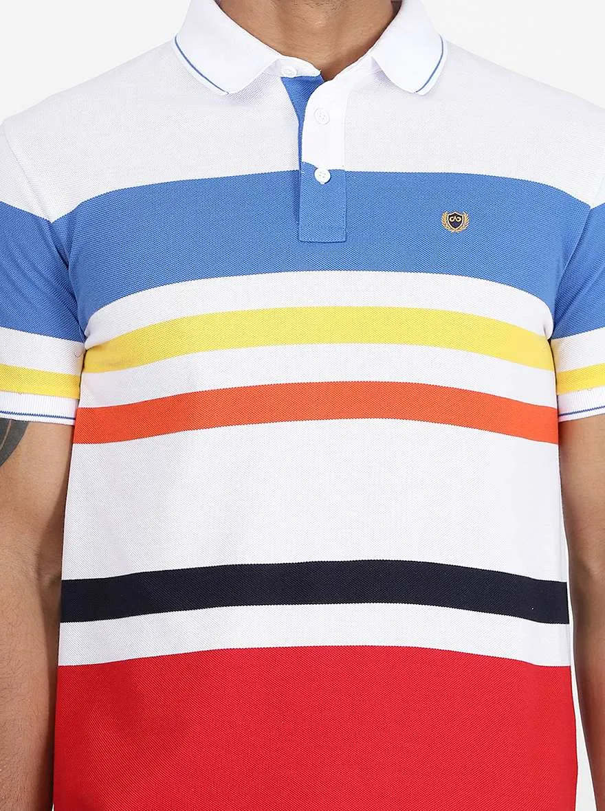 Multicolor Striped Slim Fit Polo T-Shirt | JadeBlue