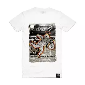 NEWSPAPER BURNING ANGEL TEE WHITE