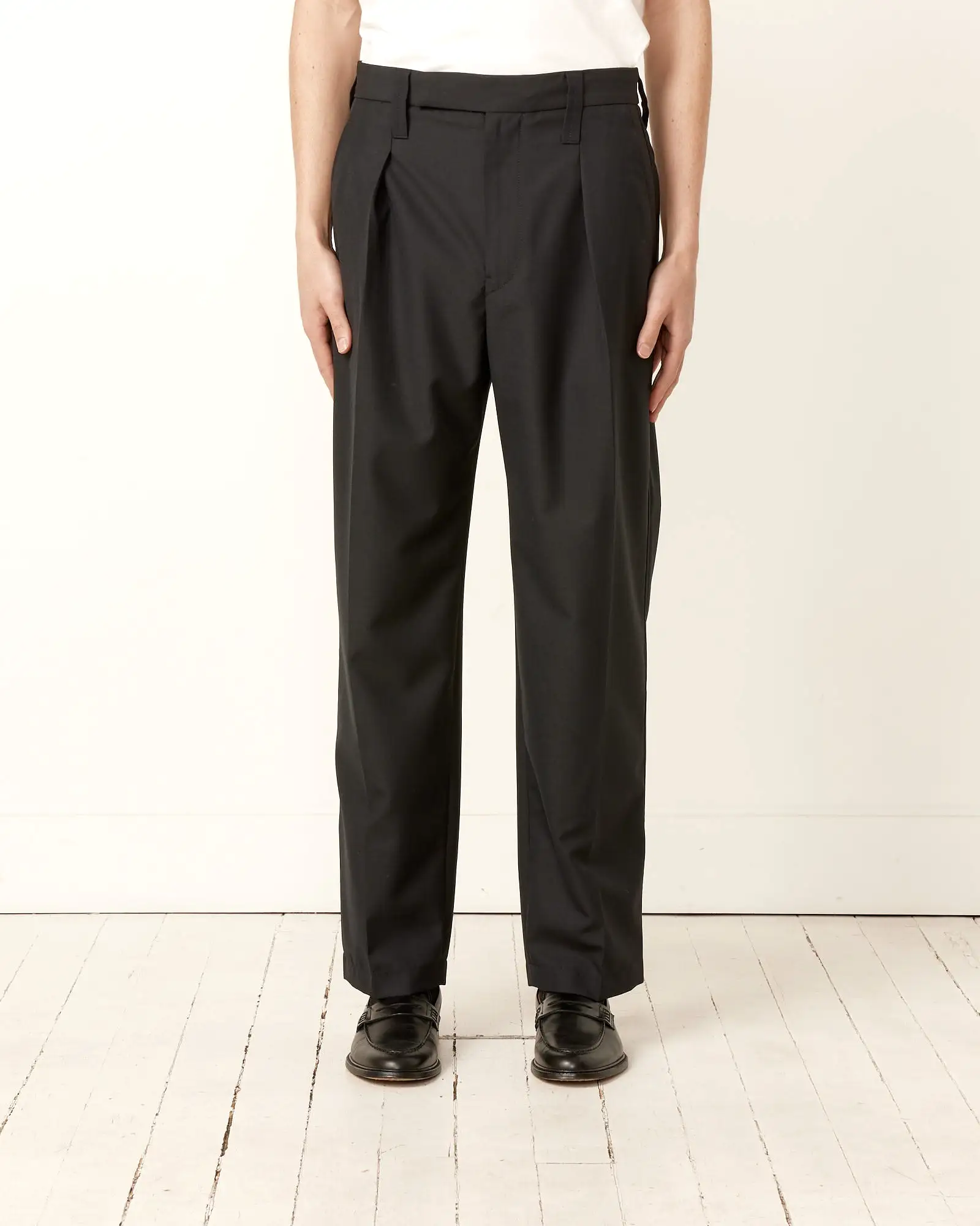 One Pleat Pant in Marine Melange