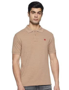 ONN Men's Cotton Polo T-Shirt in Solid Camel colour