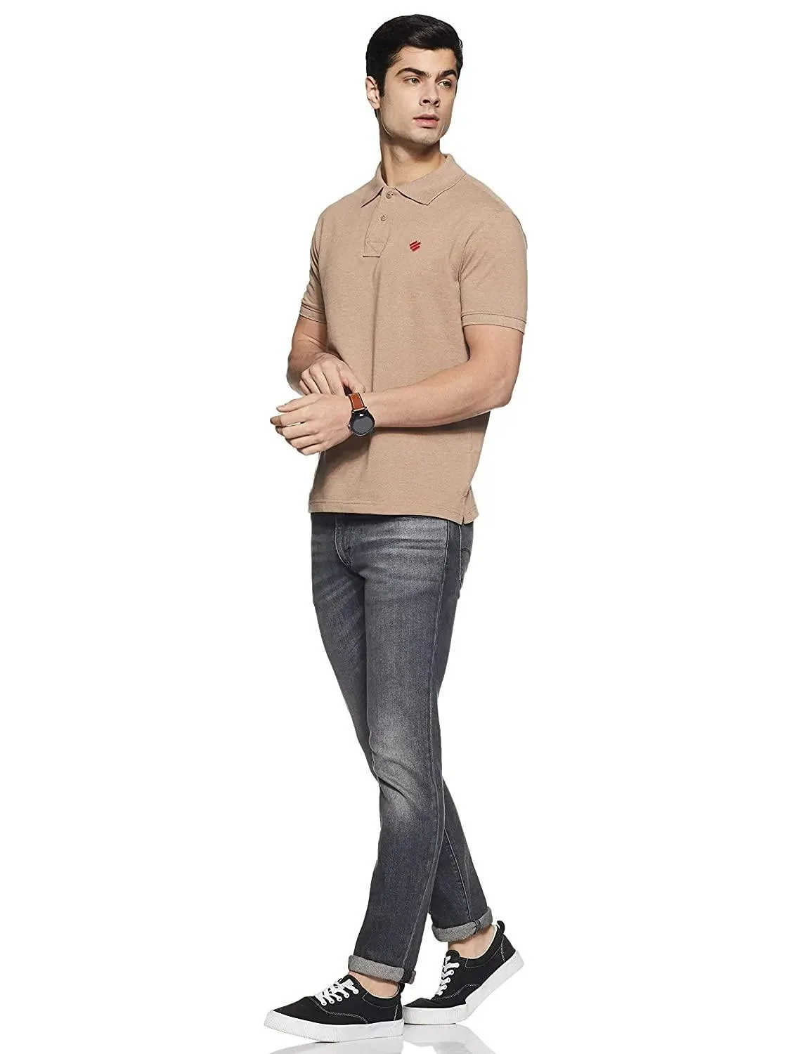 ONN Men's Cotton Polo T-Shirt in Solid Camel colour