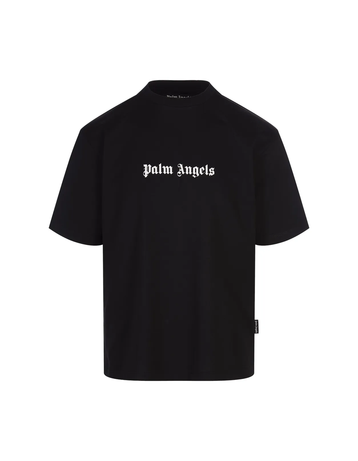 PALM ANGELS Black T-Shirt With Contrasting Front Logo