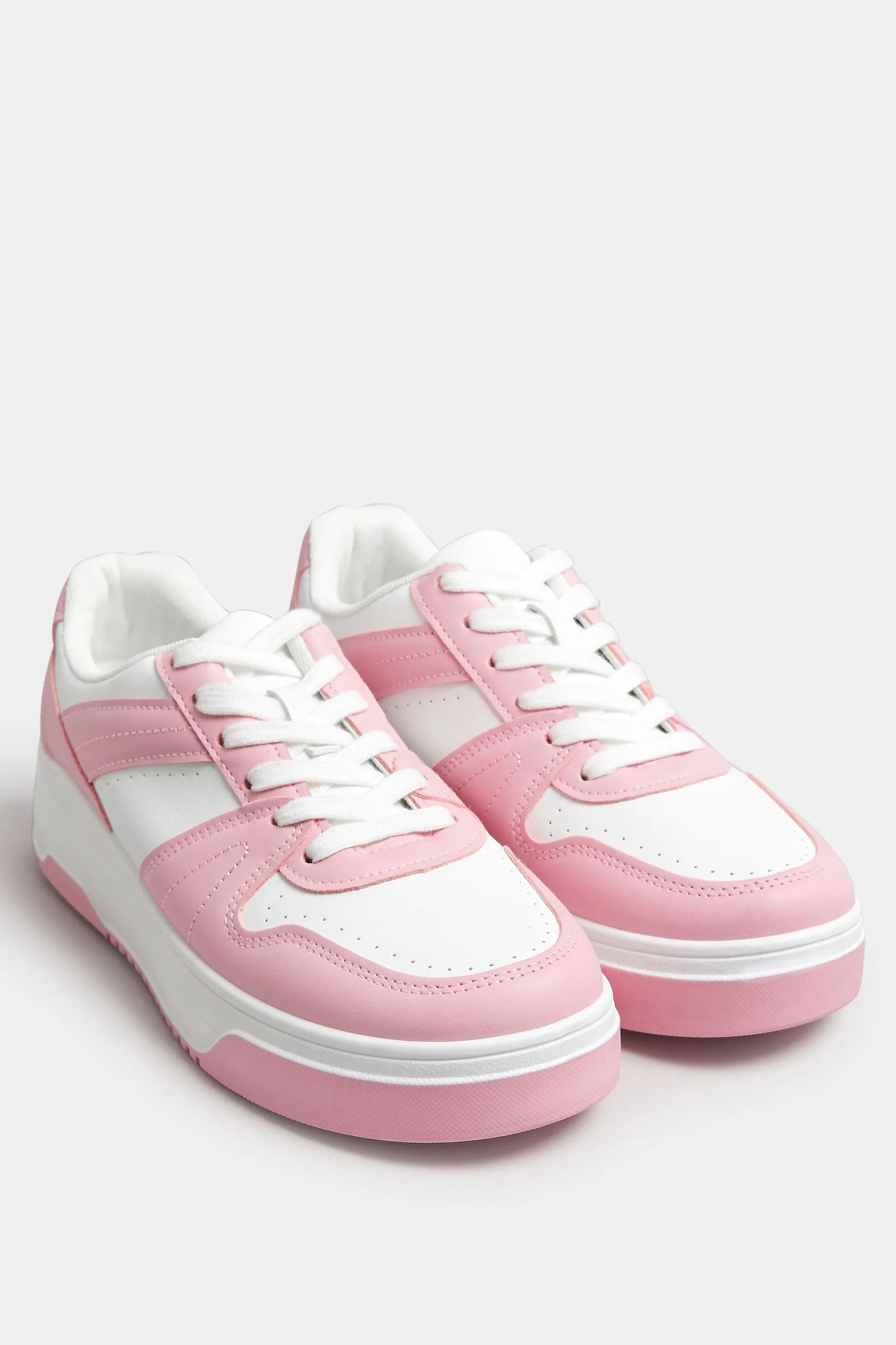 Pink & White Chunky Trainers In Extra Wide EEE Fit