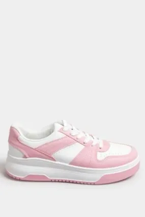 Pink & White Chunky Trainers In Extra Wide EEE Fit