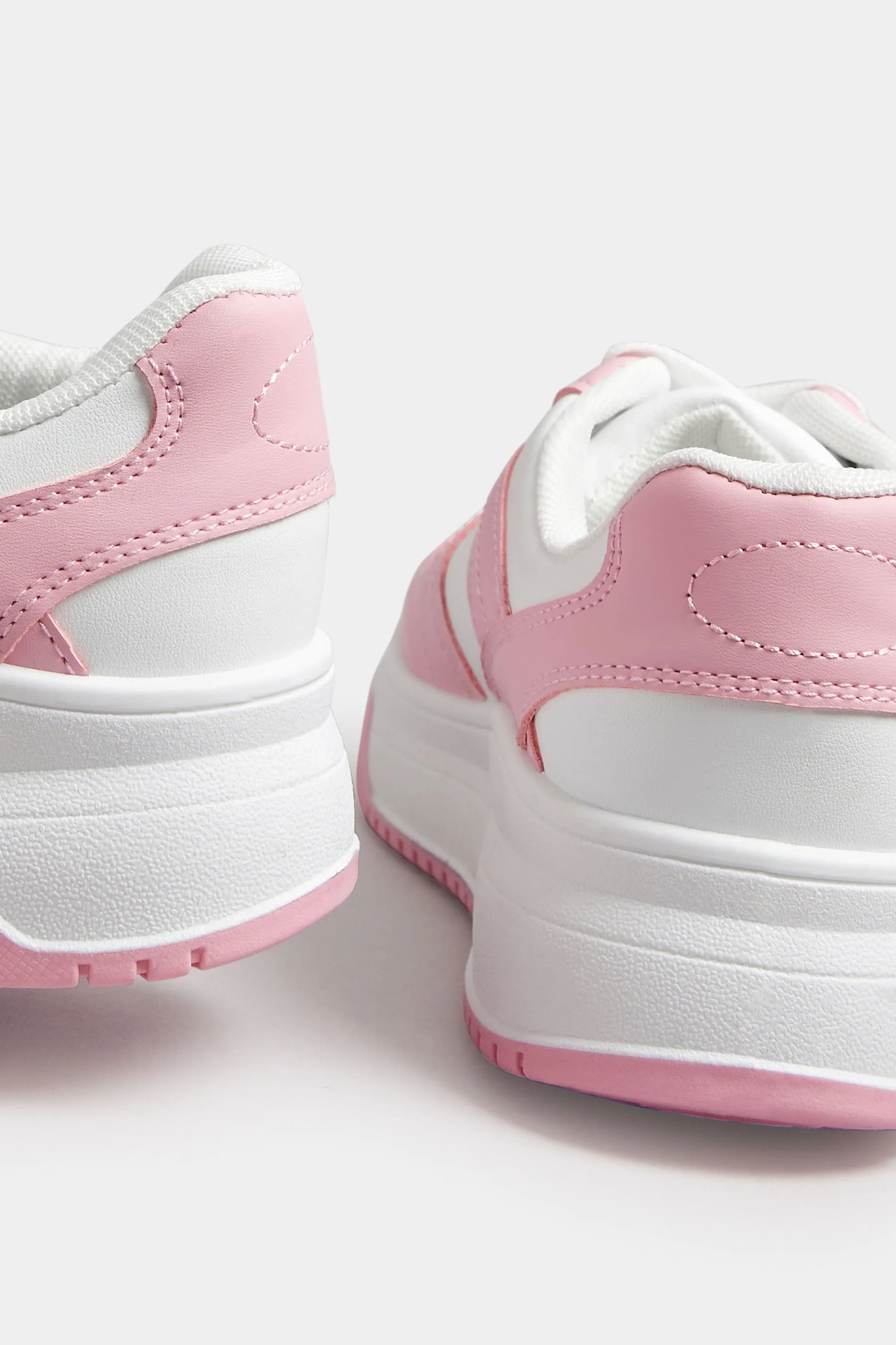 Pink & White Chunky Trainers In Extra Wide EEE Fit