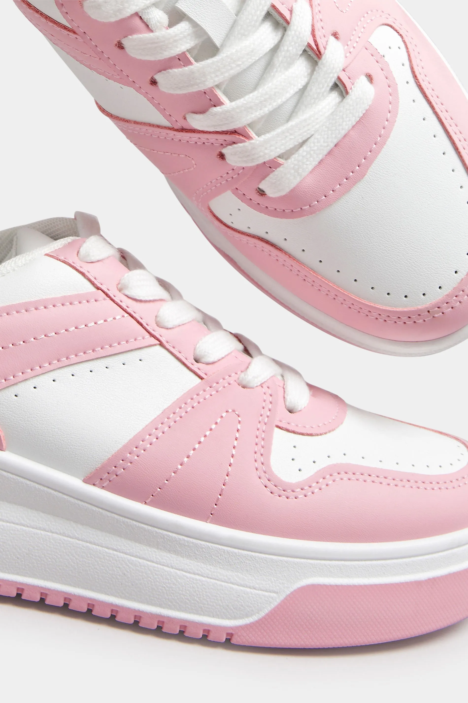 Pink & White Chunky Trainers In Extra Wide EEE Fit