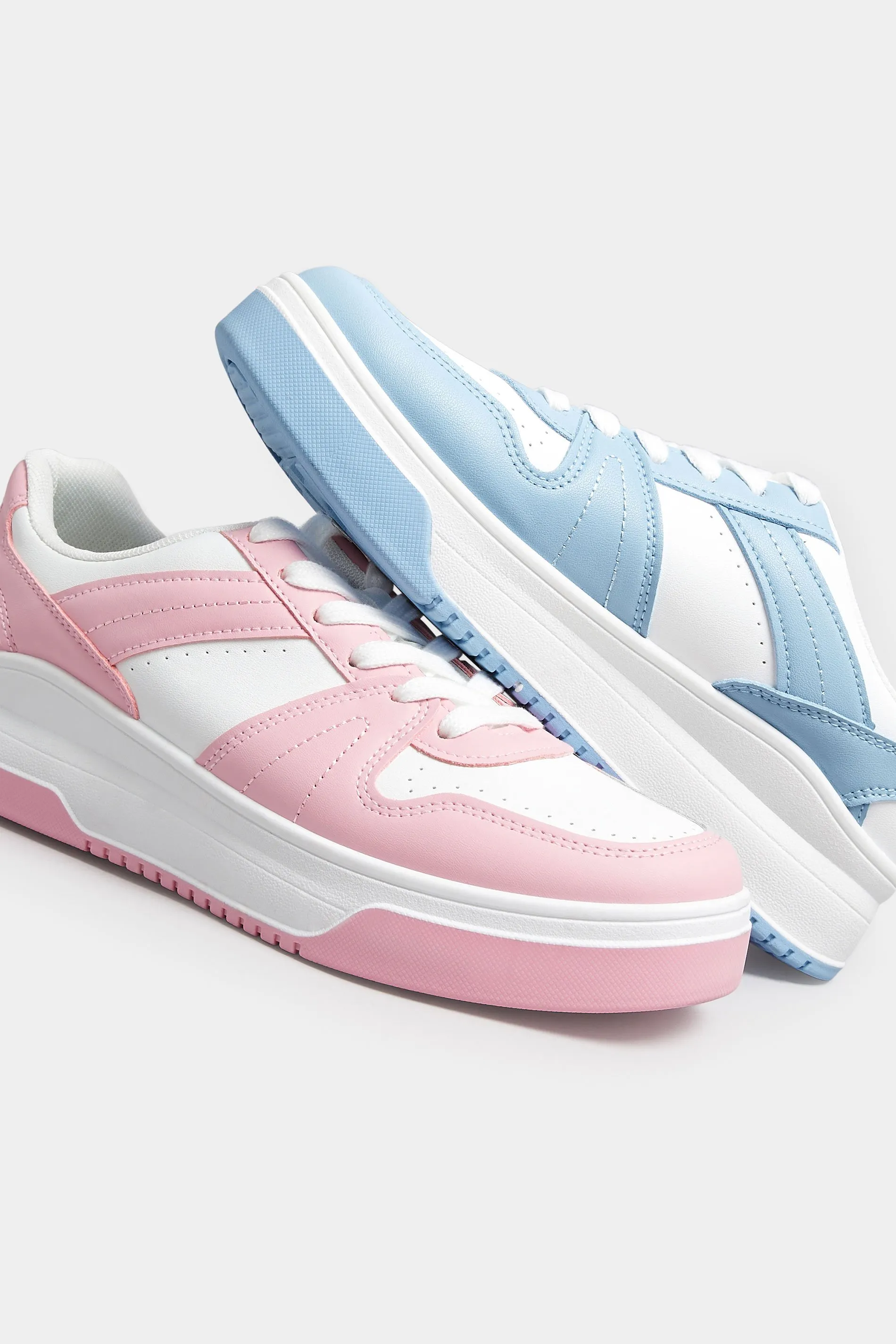 Pink & White Chunky Trainers In Extra Wide EEE Fit